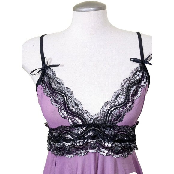 Womens Babydoll Slip Dress Lingerie Teddy Nightgown Size Small Purple Sexy - Picture 2 of 4
